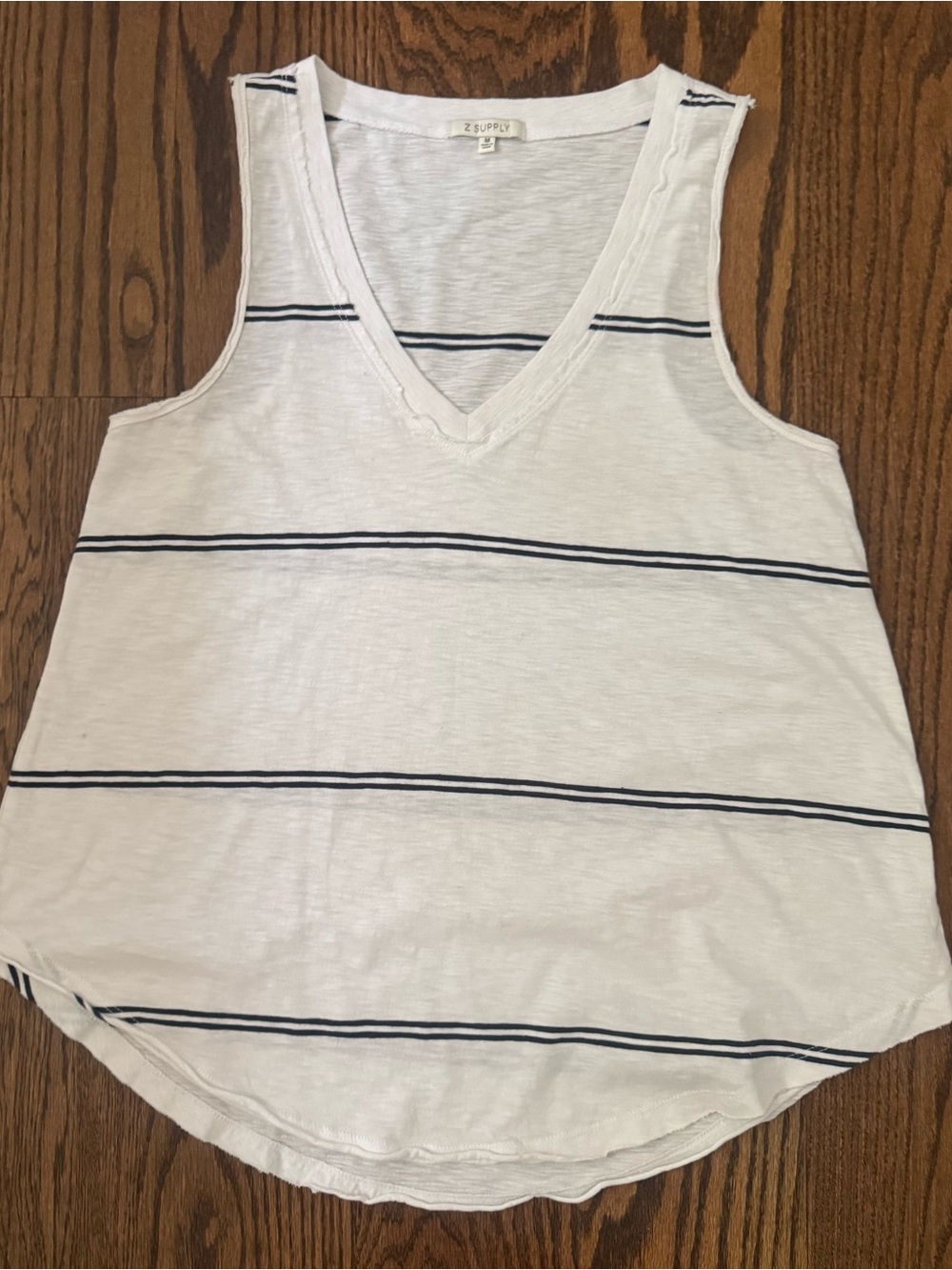 Z Supply White Tank with Black Stripe V-Neck - Picture 4 of 5